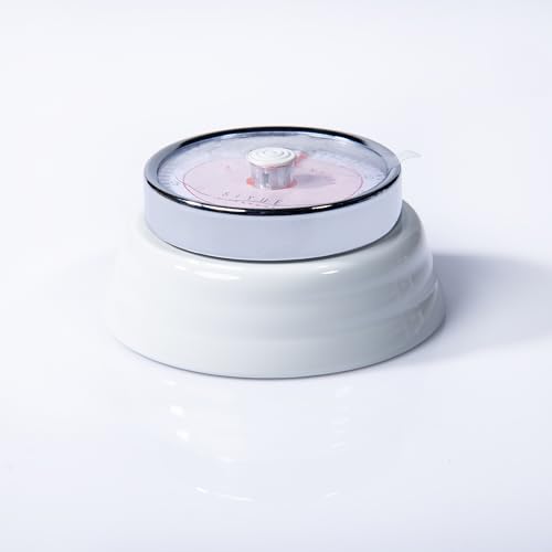 Image of Gibox Round Retro Kitchen Timer for Cooking (White) Stainless Steel Megnatic Bottom Mechanical Loud Alarm, 60 Min Count Stopwatch for Time Management Analogue Clock Reminder for Various Activity