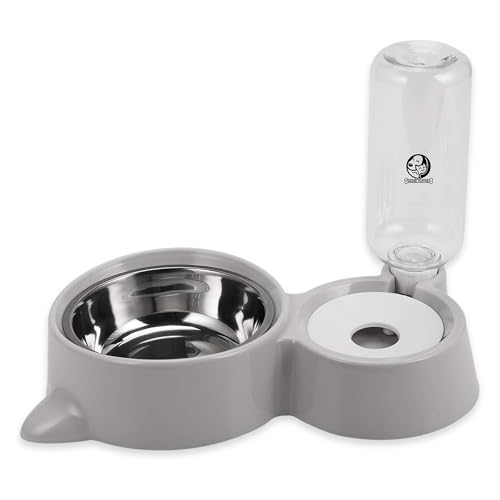Foodie Puppies 2-in-1 Pet Feeding Bowl and Water Bottle Set for Puppies and Cats | Stainless Steel Bowl | Wet and Dry Food Bowl with Automatic Water F