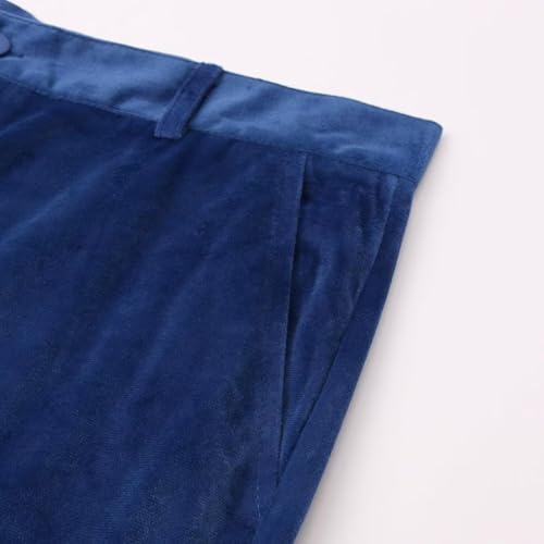 Men's Velvet Suit Pants Expandable Waist Business Straight Leg Pleat-Front Dress Pants3