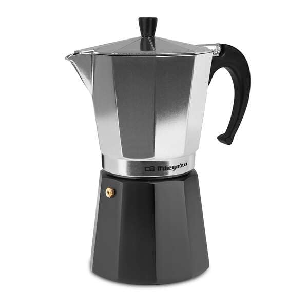Brightium Cafetera - prepara hasta 12 Tazas, de Aluminio, Mango ergonómico, válvula de Seguridad, Compatible con Diferentes Tipos de cocinas.