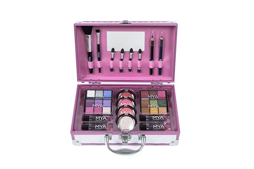 MYA Cosmetics - Mya Bon Voyage | Kit de Maquillaje | Estuche Completo con Sombras, Coloretes, Gloss y Brochas Profesionales (Blanco)