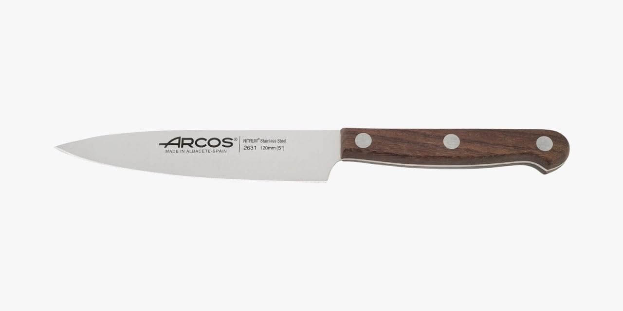 Arcos Braun Gemüsemesser Aus Edelstahl 120 Mm - Professionelles Messer Zum Schälen Von Obst Und Gemüse, Ergonomischer Griff Aus Polyoxymethylen - Serie Atlántico