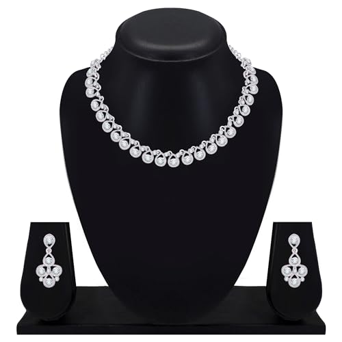 Image of Atasi International Diamond /Stones Necklace Set with Earrings for Women | Stylish Jewellery for Party, Wedding and Festive Occasions | Fashion Accessories
