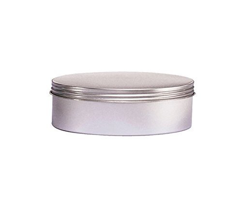 Set of Food Grade Airtight Tin Containers with Screw Top Lids - 4 Oz, Flat & Round Tin Can Containers with a Thread Cap Tight Seal (3)