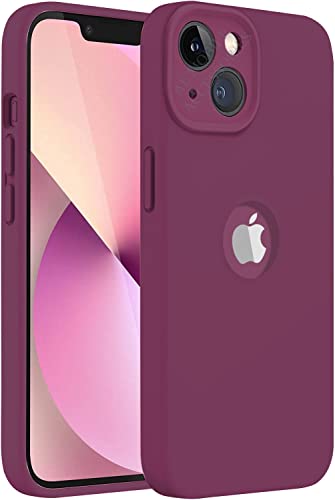AE MOBILE ACCESSORIES® Compatible with Liquid Silicone Back Case Cover for iPhone 15 Plus Full Body Anti-Shock Camera Protection | Inner Microfiber Cloth with Logo View (Plum)