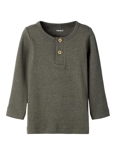 NAME IT Jungen Nmmkab Ls Top Noos Langarm Shirt, Dusty Olive/Detail:melange, 122-128