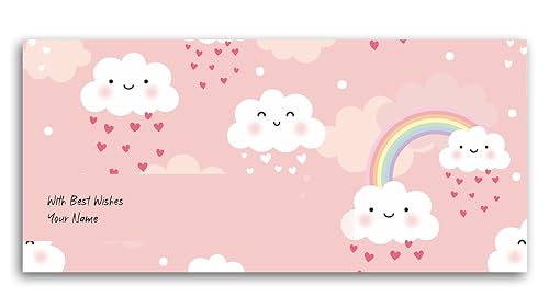 Image of Brown Cloud Customised Exclusive Shagun /Money /Gift Envelope /Cover /Lifafa for Kids /Children /Babies /Gift /Festival with Personalized Text Message /Name /Photo (SEKIDS BC 39) (Pack of 10)