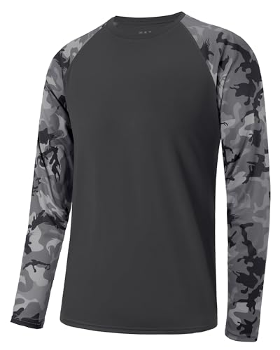 Image of FISHEAL Mens Long Sleeve Fishing Camo Shirts, UPF 50+ Sun Swim Rash Guard