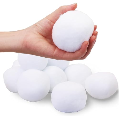 Corlidea Fake Christmas Snow Globe, Realistic White Plush Artificial Snowballs for Christmas Tree Decorations, Winter Snowball Fight Game, Snowball Combat Game