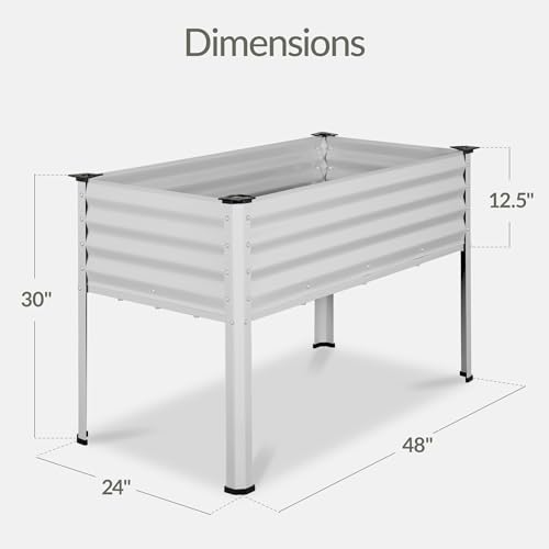 Image of Best Choice Products 48x24x30in Galvanized Raised Garden Bed, Metal Elevated Planter Box, Vegetable Garden for Backyard, Patio, Balcony - Silver