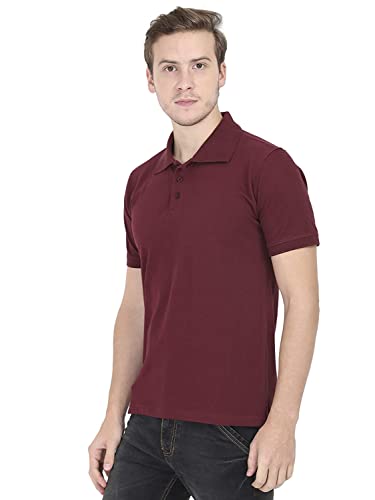 Image of RSO Outfits Men's Plain Collar Regular Fit Solid Half Sleeve Casual Maroon Polo Shirt /T-Shirt