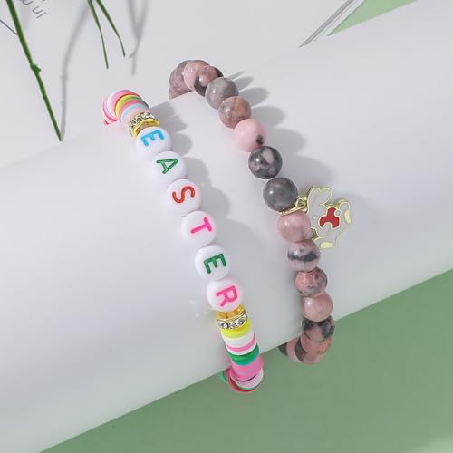 Easter Gifts for Teen Girls & Women - Bunny Beaded Bracelet Set - Perfect Easter basket stuffers3