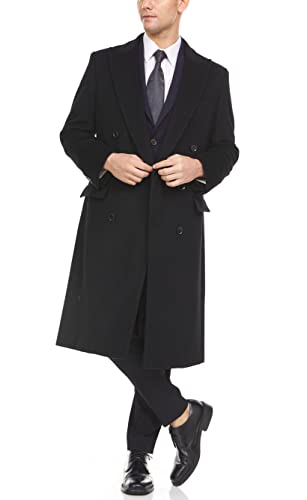Image of Adam Baker Men's Overcoat Single & Double Breasted Luxury Wool /Cashmere Full Length Topcoat
