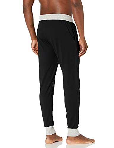 Champion Mens Champion Men's Sleep Rib Cuff Jogger Pant Pajama Bottom, New Ebony/Oxford Gray Heather- C Logo, Large Us #TOP1