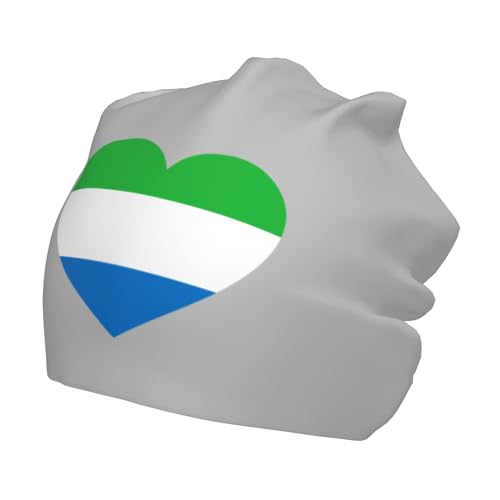 Love Sierra Leone Flag Children Hip Hop Knitted Hat Kids Elastic Leisure Knit Cap Warm Sleep Beanies Black