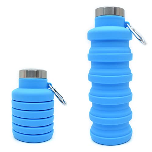 HAWKISTER Flexible Collapsible Silicone Sports, Trekking, Cycling, Gym, School Water Bottle Expandable And Foldable With Snap Hook, Blue (1 Unit) (B09NNC7BM7) Amazon Price History, Amazon Price Tracker
