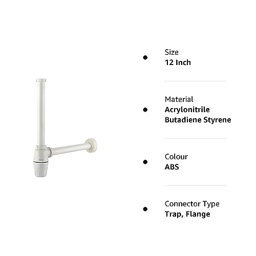 Image of Ruhe ABS Bottle Trap for Washbasins | Matte Finish Bottle Trap With Wall Flange and 12 Inches Pipe | Round | Ivory | Pack of 2