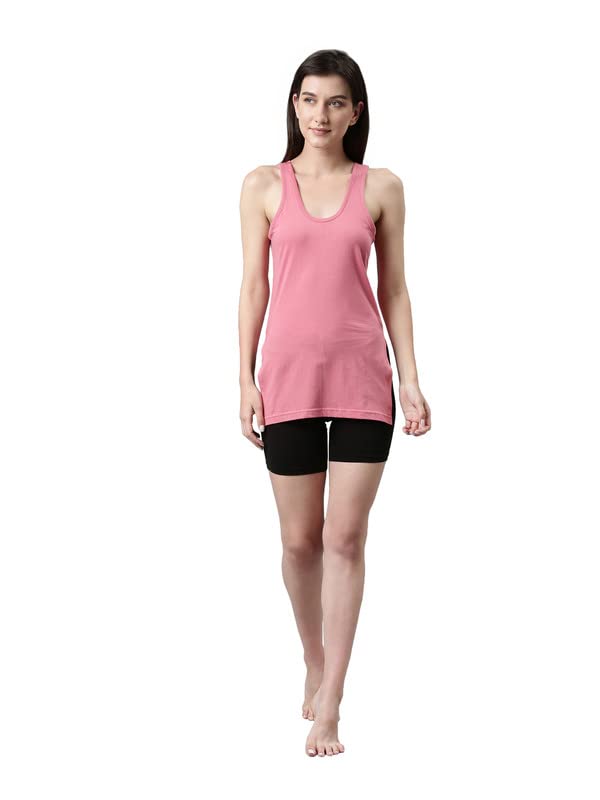 Image of Dixcy Slimz Solid Scoop Neck Sleeveless Slim Fit Thigh Length Camisole for Women
