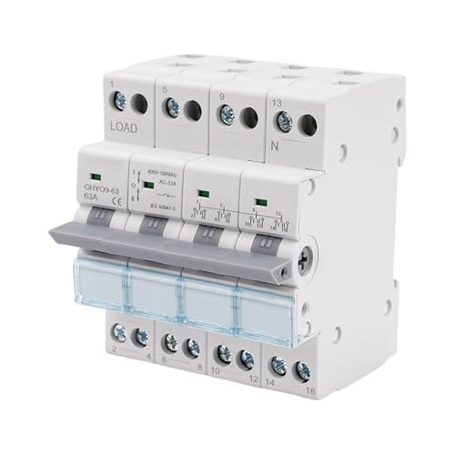Conmutador 4P 63A Conmutador de transferencia manual de doble potencia AC 400V interruptor seccionador de transferencia manual doble potencia con indicador potencia Montaje en carril DIN.