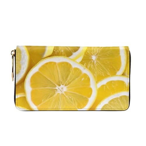 Yellow Lemon Pattern Long Leather Wallet,Large Capacity Soft Pu Leather Purse For Women With Multiple Card Slots Phone Pocket And Zipper Coin Purse Stylish Phone Card Holder Clutch2