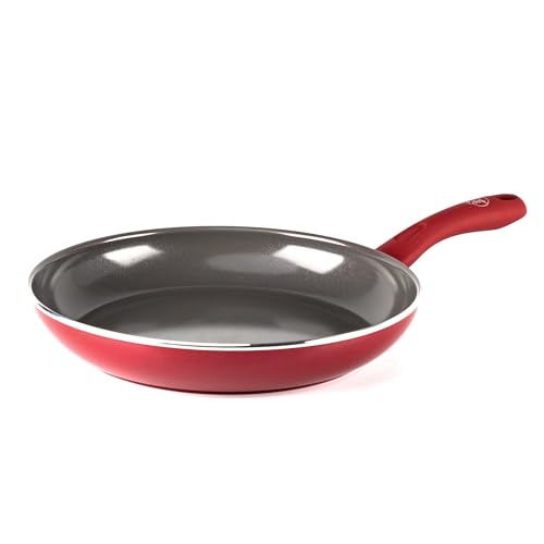 GreenChef Diamond Sartén Antiadherente de Cerámica Saludable de 30 cm, Sartén para Huevos, Sin PFAS, Apta para Inducción, Apta para Horno hasta 160˚C, Apta para Lavavajillas, Roja