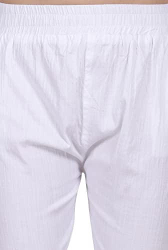 Image of RFASHION White Stretchable Cotton Lycra Cigarette /Boondi Pant