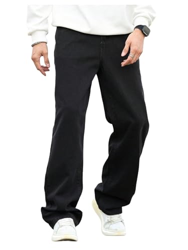 Verdusa Men's Vintage Jeans Straight Leg Denim Pants with Pockets