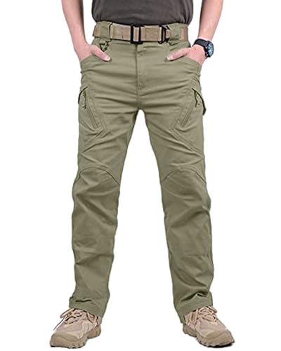 YAOBAOLE Pantalon Tactique Pantalons Militaire Homme Treillis Pantalon Homme Cargo Pantalons de Randonnée Kaki XL