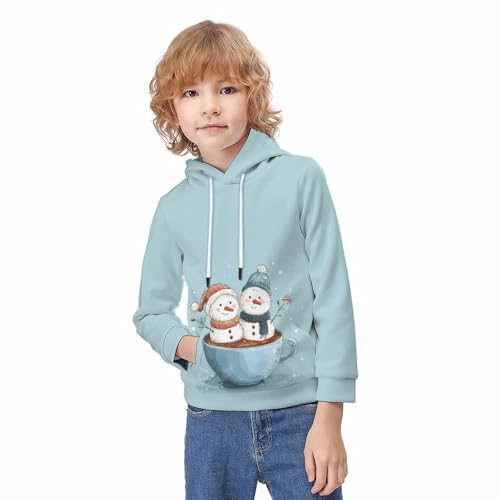 Pull à capuche bonhomme de neige imprimé 3D pour enfant de 8-10 ans avec poche - 2