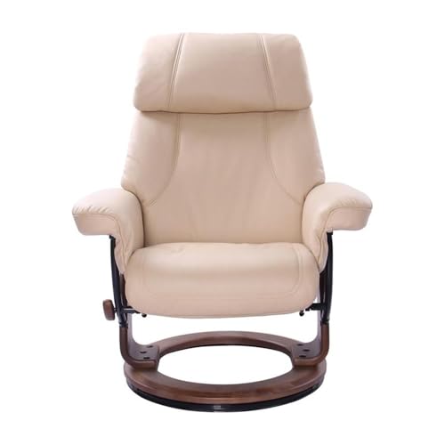 Sillón reclinable beige con ottoman piel sintética miniatura 3