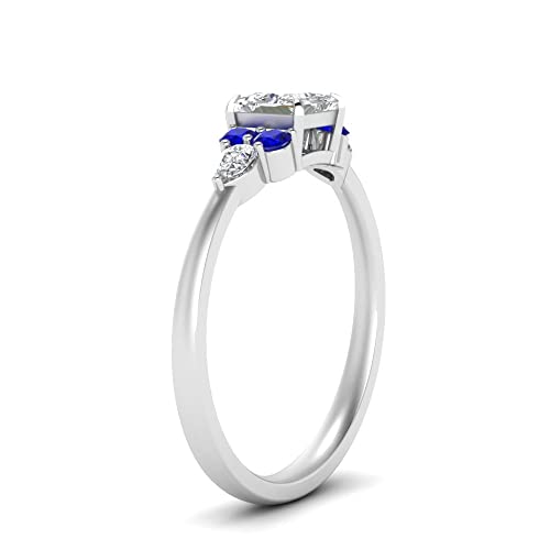 Image of Choose Your Gemstone Princess Shape Accented Engagement Ring 925 Sterling Silver Minimal Modern Design Birthday Gift Wedding Gift Side Stone Engagement Rings : US Size 4 to 12