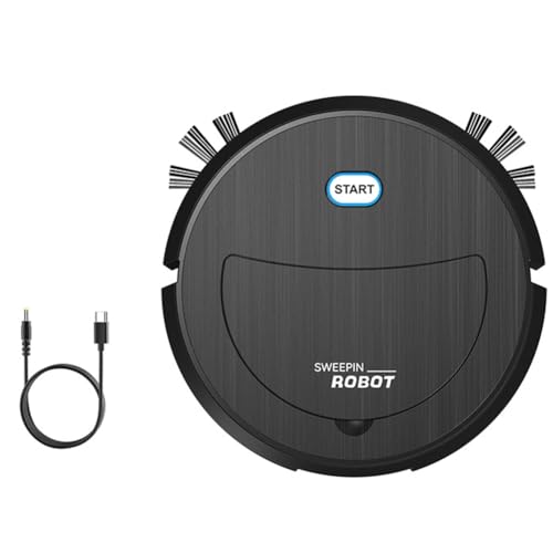 Vocdikficy Robot Aspirador 3 en 1 Barredora Eléctrica Robot Ultrafino Silencioso Aspiradora Robótica Negra
