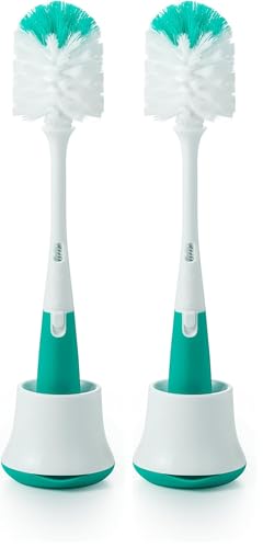 Image of OXO Tot Bottle Brush with Nipple Cleaner and Stand - Teal, 1 Count (Pack of 2)