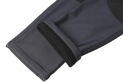 DAFENP Herren Wanderhose Skihose Wasserdicht Softshellhose Winddicht Winter Outdoorhose Snowboardhose Warm Gefüttert Trekkinghose KZ1635M-DarkGrey-L