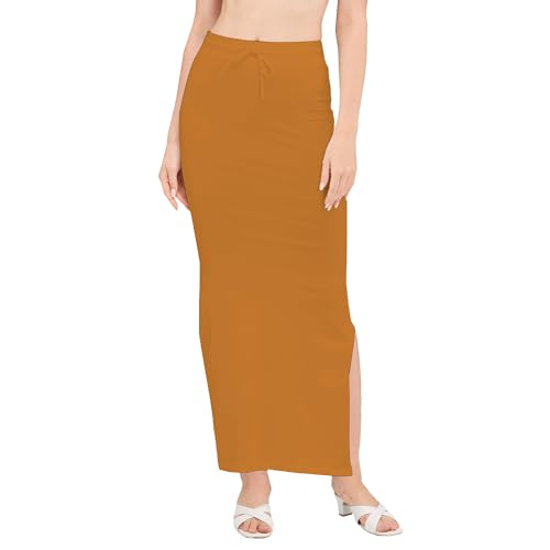 Image of DESI GIRL Cotton Lycra Stretchable Saree Shapewear Petticoat with Drawstring for Women | Fishcut Saree Petticoat with Side Slit for Easy Movement | Saree Shaper | Long inskirt
