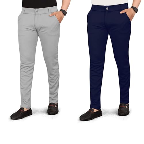 Image of Men's Slim Fit Formal Trousers, Cotton Blend Stretchable Office Wear Pants, Pants Combo