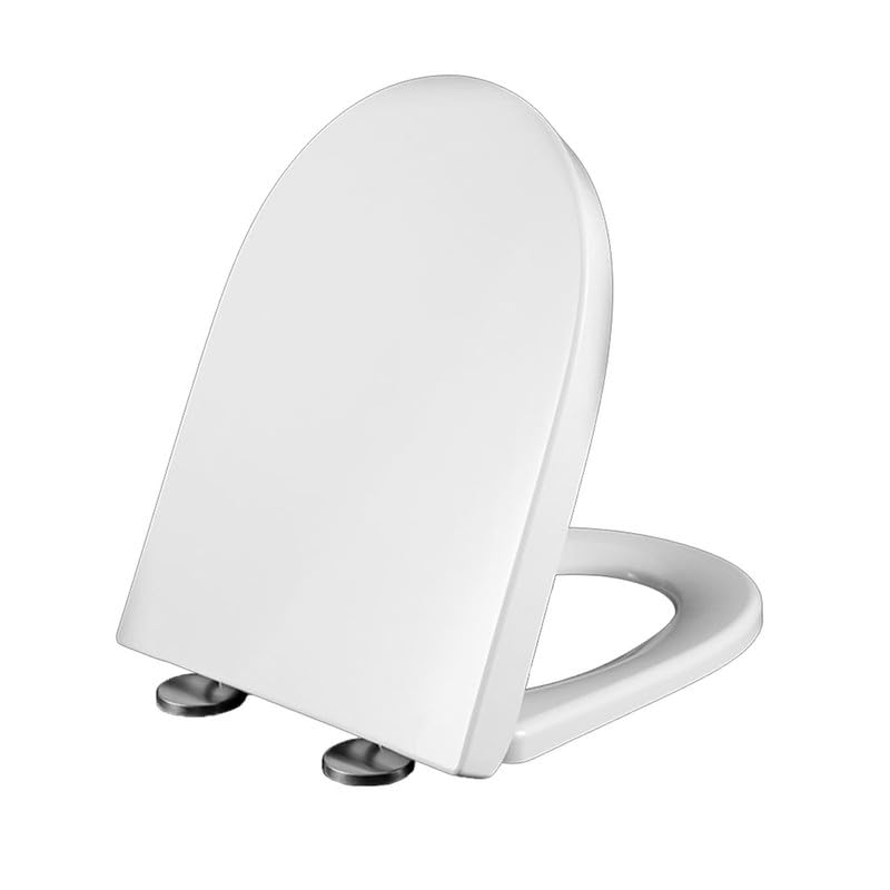 Toilet Seats 450 * 365mm, D Shape Soft Close Toilet Seat White with Quick Release, Top Fixing & 360° Adjustable Hinges