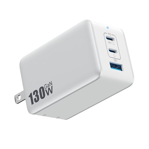 GaN III 130W Three-Port USB-C Wall Charger (65W PD, Foldable)