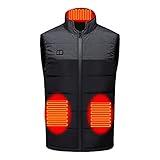 Gufayue 電熱ベスト 加熱ベスト ヒートジャケット加熱服 急速発熱 防寒対策 秋冬用 9箇所発熱 独立温度設定 3段階温度制御 保温防寒 超軽量 臭くない 水洗い防寒ベスト 男女兼用 日本語説明書付き 電熱ベスト 加熱ベスト ヒートジャケット 大きいサイズ軽量 防寒 フード付き 洗濯可 発熱服 ダウンジャケット 作業着 USB加熱 3段温度調整 アウター 冬物 冬作業着 防寒対策 釣り バイク 男女兼用(ブラック/XL)