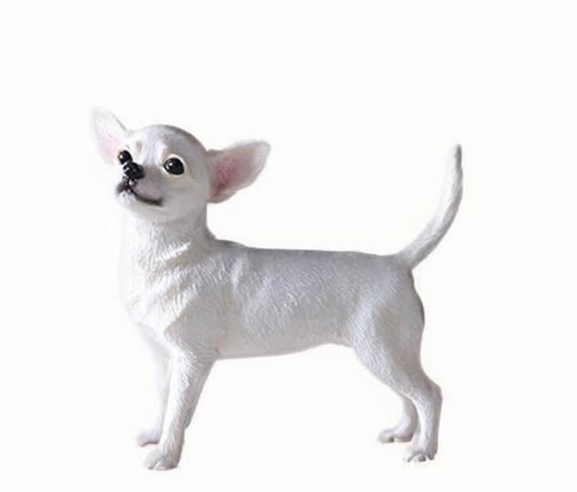 Chihuahua figurine blanche cadeau déco AMITD statue réaliste pour adulte