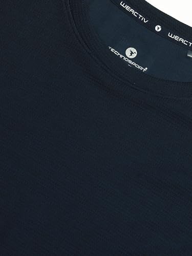 Image of TECHNOSPORT Women Relaxed Fit Cubic Melange Round Neck T-Shirt | Quick Dry Polyester Casual Tee with UPF 50+ UV Protection, Anti-Microbial & Double Cool Technology