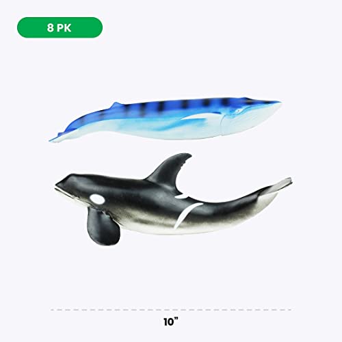 Boley 8 PC Whale, Shark, and Mammals Figure Toys - Realistic Looking Ocean Creatures - Sea Creatures Great for Party Favors, Bath Time, and More!