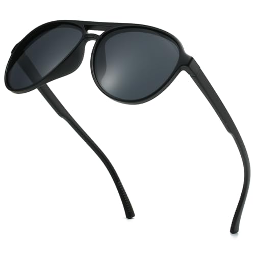 Image of Freckles Mark Classic Aviator Polarized Sunglasses for Men Women Double Bridge Retro 70s 80s Glasses Coloful Shades