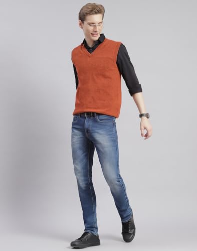 Image of Monte Carlo Off White Solid V Neck Sweater | Warm Woolen Pullover for Men | Soft Comfortable Knitted Winter Wear Sweater for Men's