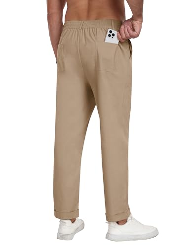 MoFiz Mens Casual Pants Lightweight Linen Summer Beach Lounge Pants2
