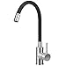 HOMEIDEAS Single Handle Kitchen Sink Water Faucet,Hot and Cold Water Faucet with Adjustable Hose 11.8 inch, Food Grade Stainless Steel Brushed Finished