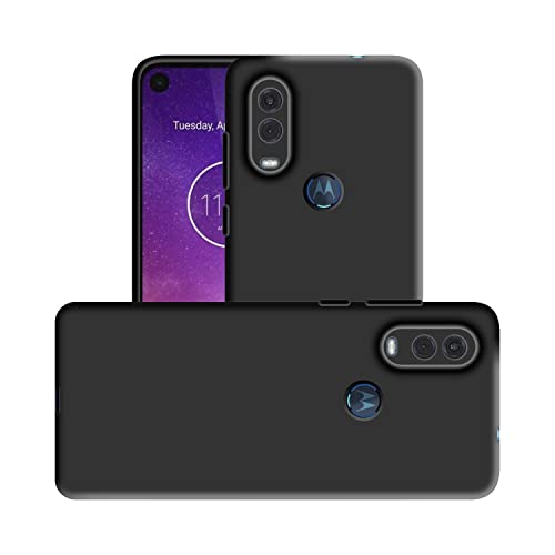 Image of Case Creation Liquid TPU Silicone Cover for Motorola One Vision Soft Case,Anti-Dirty Slim Case Frosted Matte Candy TPU Raised Bezel (Splash of Color) Back Case Cover for Motorola One Vision -Black
