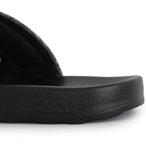 Image of NoStrain Men's Canvas Wave Print Sugar Sliders & Slippers | Ultra Soft Cushion FootBed | Comfortable Light Weight Casual Dailywear | Anti-Skid Sole | Waterproof Quick Drying Indoor Outdoor Flip Flops