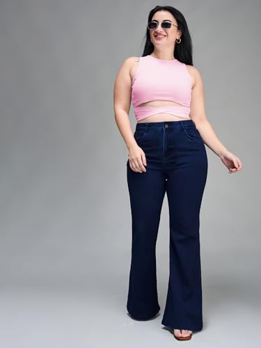 Image of Miss Chase A+ Women's Wide-Leg High Rise Regular-Length Stretchable Denim Jeans