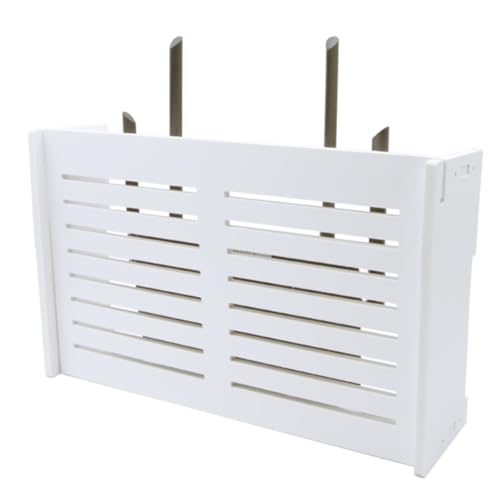 Caja de Almacenamiento Router WiFi de Pared sin Taladro, Soporte Decorativo para Modem, Decodificador y Cables, Caja Router Blanca para Hogar y Oficina, Organizador Oculto